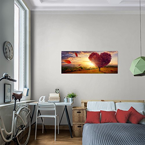 Herbst Baum Herz Landschaft Bild Kunstdruck auf Vlies-Leinwand L162
