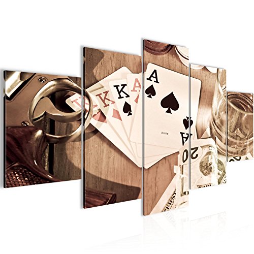 Poker Whisky Waffe Bild Kunstdruck auf Vlies-Leinwand S153