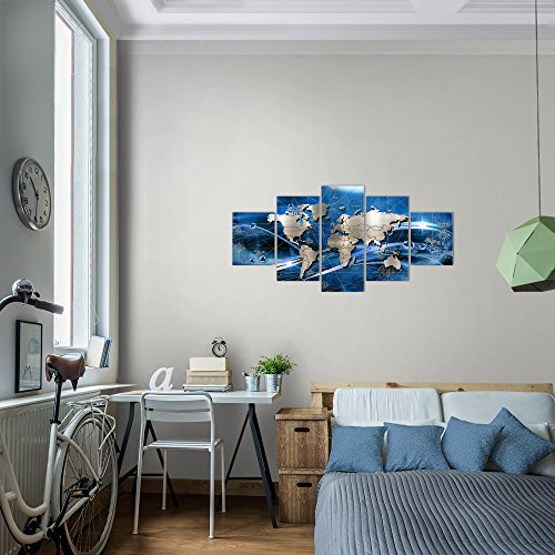 Weltkarte World Map Bild Kunstdruck auf Vlies-Leinwand W073