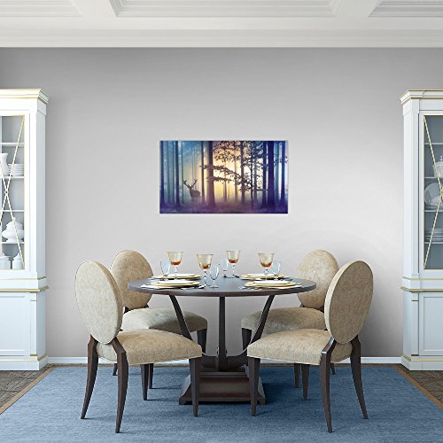 Wald Hirsch Landschaft Bild Kunstdruck auf Vlies-Leinwand L157