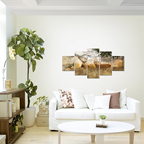 Natur Hirsch Bild Kunstdruck auf Vlies-Leinwand S142