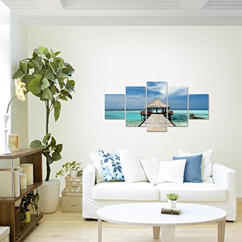 Strand Meer Landschaft Bild Kunstdruck auf Vlies-Leinwand L017