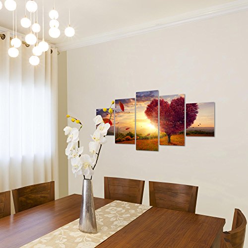 Herbst Baum Herz Landschaft Bild Kunstdruck auf Vlies-Leinwand L159