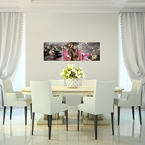 Buddha Orchidee Bild Kunstdruck auf Vlies-Leinwand F007