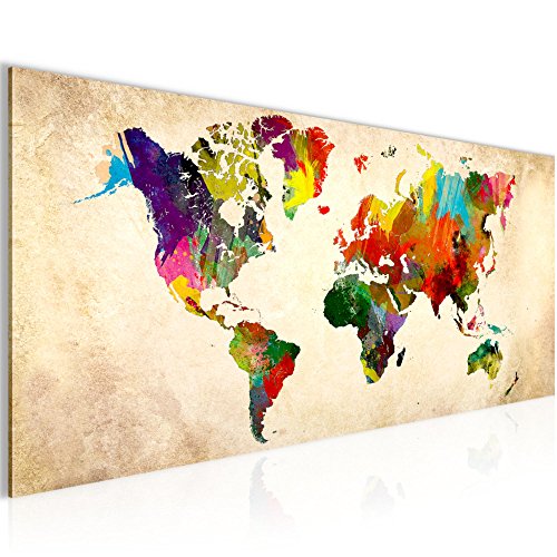 Weltkarte World Map Bild Kunstdruck auf Vlies-Leinwand W054