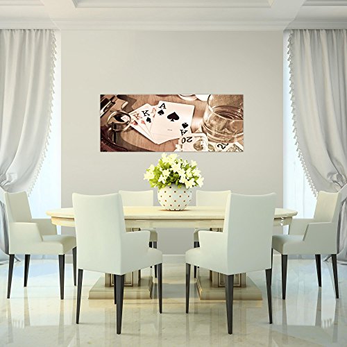 Poker Whisky Waffe Bild Kunstdruck auf Vlies-Leinwand S156