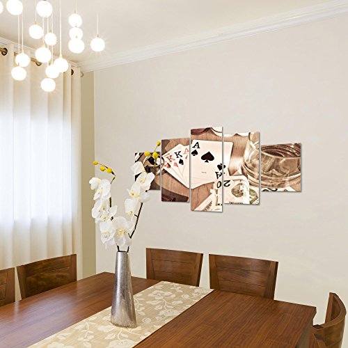 Poker Whisky Waffe Bild Kunstdruck auf Vlies-Leinwand S153