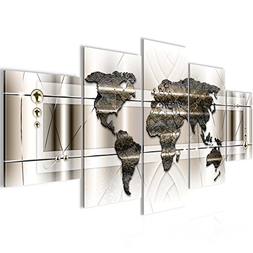 Weltkarte World Map Bild Kunstdruck auf Vlies-Leinwand W044