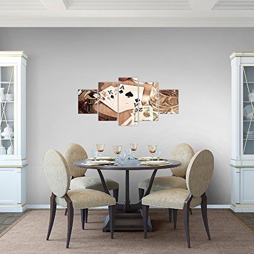 Poker Whisky Waffe Bild Kunstdruck auf Vlies-Leinwand S153