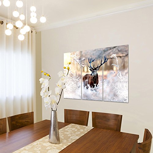 Winter Hirsch Bild Kunstdruck auf Vlies-Leinwand S194