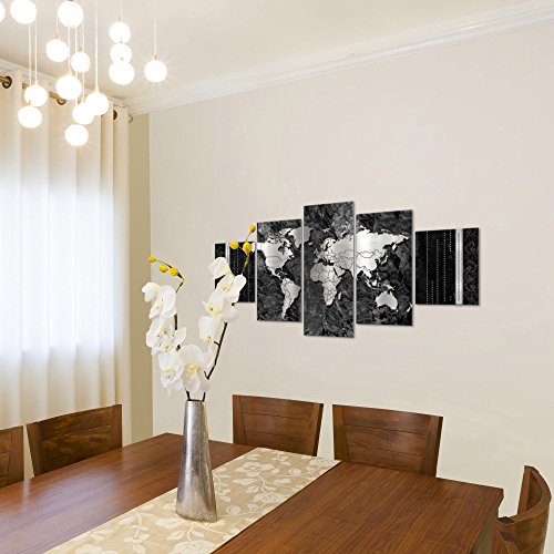 Weltkarte World Map Bild Kunstdruck auf Vlies-Leinwand W050