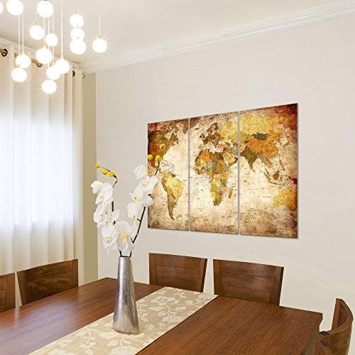 Weltkarte World Map Bild Kunstdruck auf Vlies-Leinwand W068