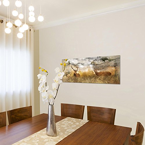 Natur Hirsch Bild Kunstdruck auf Vlies-Leinwand S144