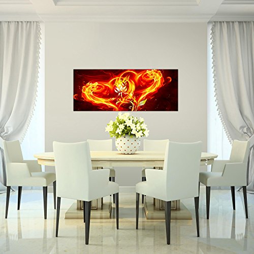 Feuer Herz Blumen Bild Kunstdruck auf Vlies-Leinwand B434