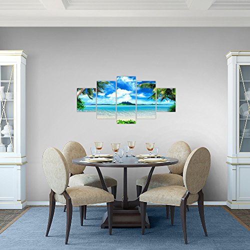 Strand Palmen Landschaft Bild Kunstdruck auf Vlies-Leinwand L019