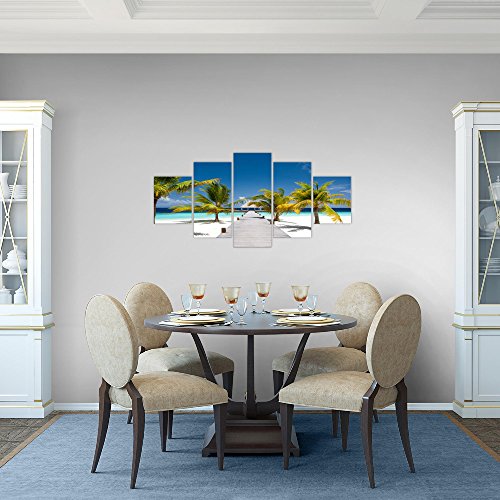 Strand Palmen Landschaft Bild Kunstdruck auf Vlies-Leinwand L015