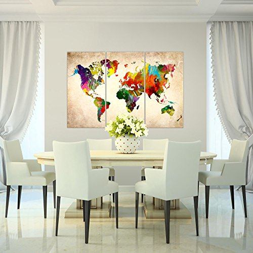 Weltkarte World Map Bild Kunstdruck auf Vlies-Leinwand W075