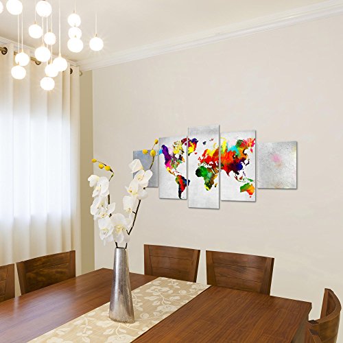 Weltkarte World Map Bild Kunstdruck auf Vlies-Leinwand W049
