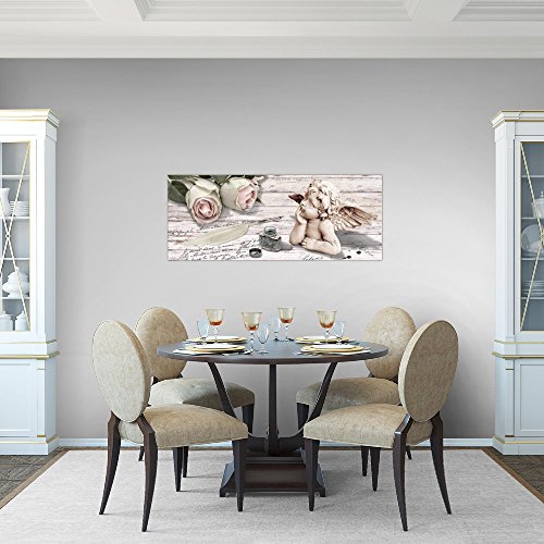 Engel Blumen Bild Kunstdruck auf Vlies-Leinwand B497