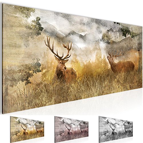 Natur Hirsch Bild Kunstdruck auf Vlies-Leinwand S144
