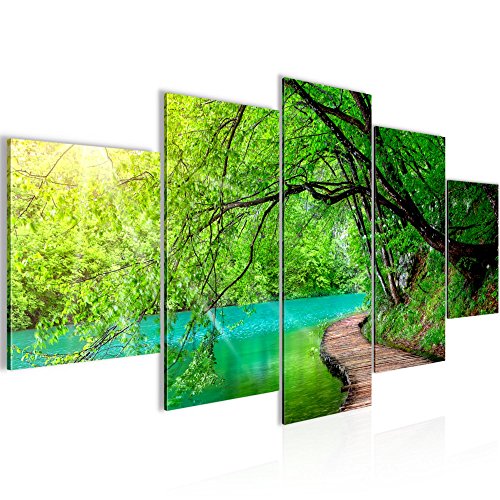 Brücke am See Landschaft Bild Kunstdruck auf Vlies-Leinwand L187