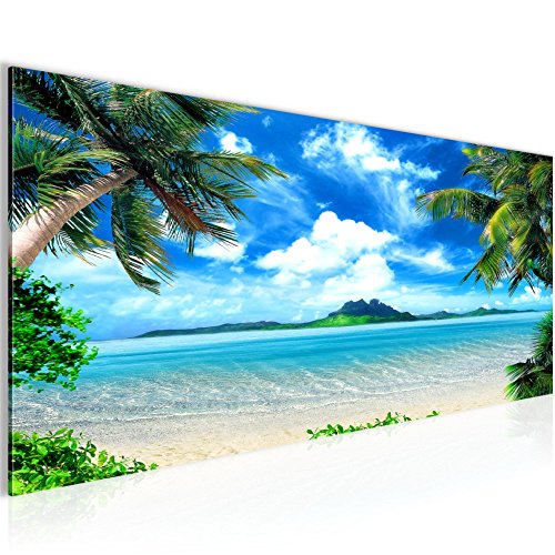 Strand Palmen Landschaft Bild Kunstdruck auf Vlies-Leinwand L020