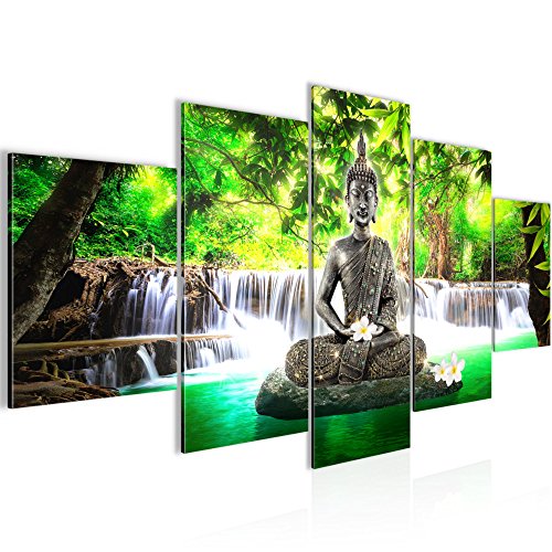 Buddha Wasserfall Bild auf Vlies-Leinwand F005