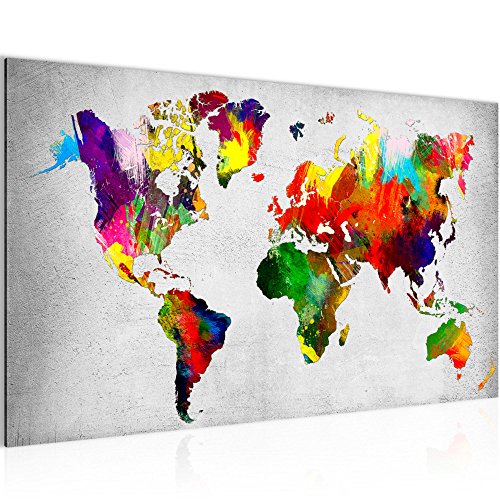 Weltkarte World Map Bild Kunstdruck auf Vlies-Leinwand W030