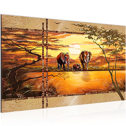 Afrika Elefant Bild Kunstdruck auf Vlies-Leinwand Af024