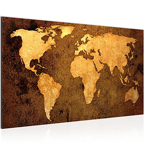 Weltkarte World Map Bild Kunstdruck auf Vlies-Leinwand W071
