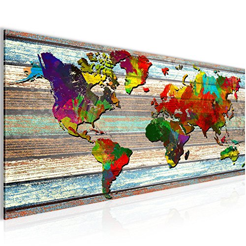 Weltkarte World Map Bild Kunstdruck auf Vlies-Leinwand W034