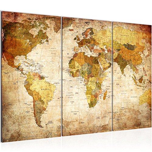Weltkarte World Map Bild Kunstdruck auf Vlies-Leinwand W068