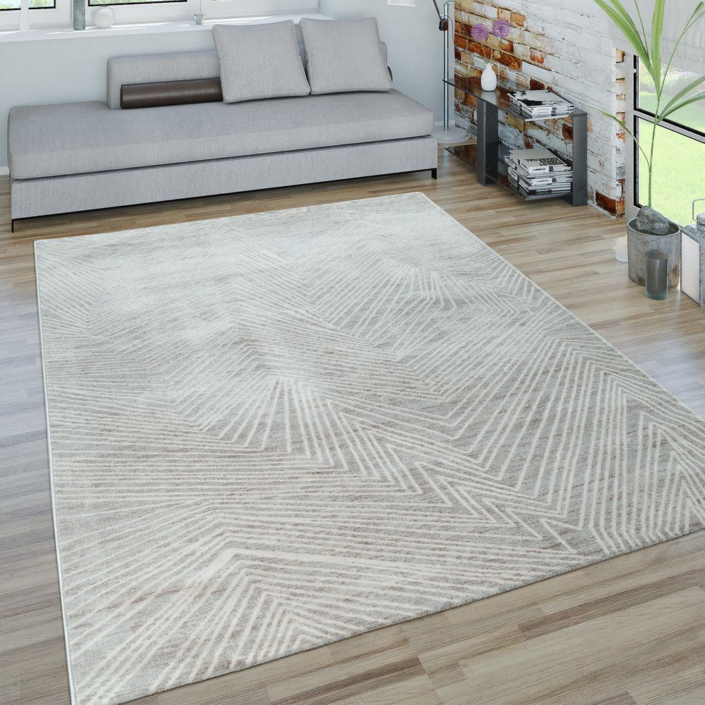 Kurzflor-Teppich Zick Zack-Muster Grau 120x170 cm | Mirai Trading GmbH